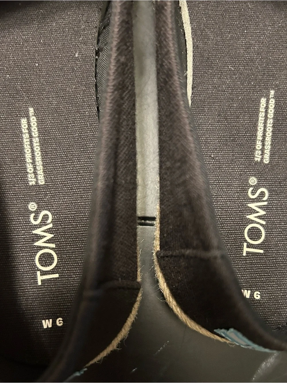 NWOT Toms Black Canvas Espadrille-Style Slip-Ons